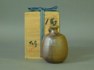 45-DSCN7433藤原雄 備前焼 徳利(共箱 共布 栞付)重要無形文化財