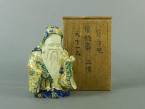 薩摩焼 金蘭極彩色 福禄寿 立像