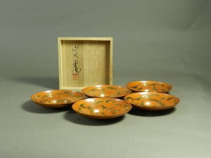 03-DSCN0927山川堂 純銅手打金ちらし托子(茶托)5枚