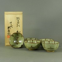 十三代 中里太郎右衛門(窯)絵唐津 草花紋 向付5客(共箱)