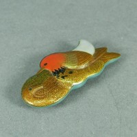 光山在銘 金蒔絵螺鈿細工 鴛鴦(おしどり)図 帯留