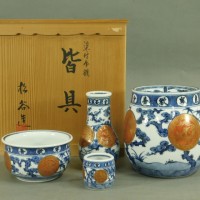 皆具一式 叶松谷 青華 染付金襴 松竹梅図